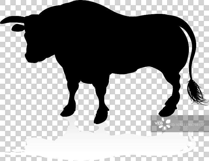 公牛动物剪影图片素材