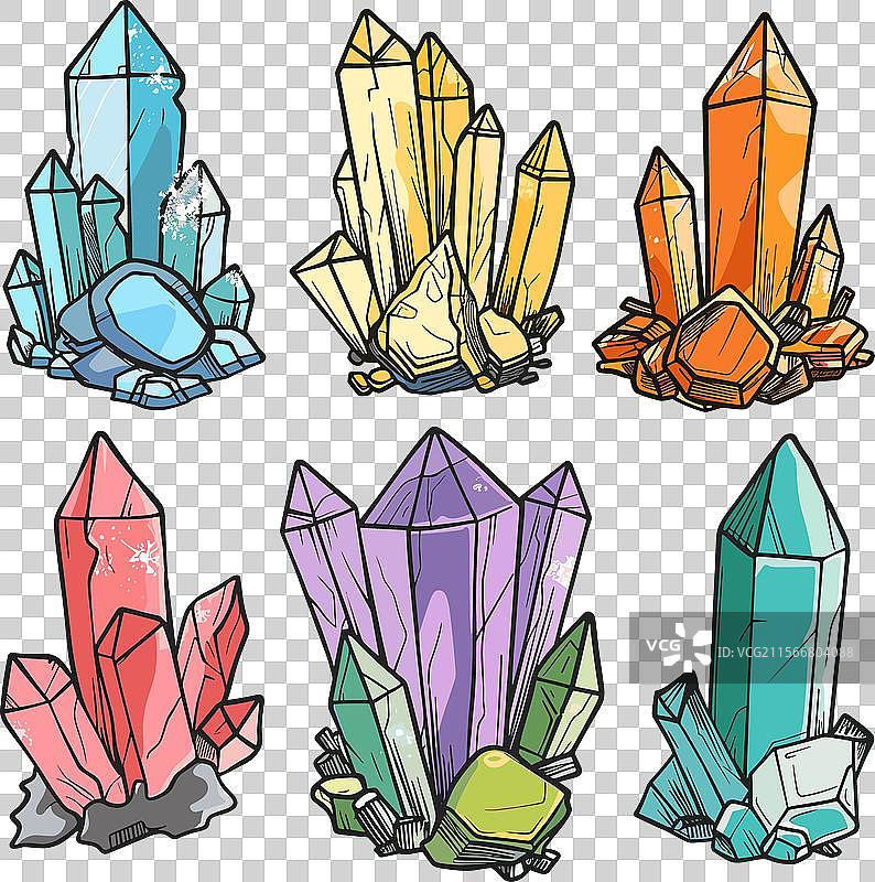 手绘水晶系列 彩色宝石图片素材