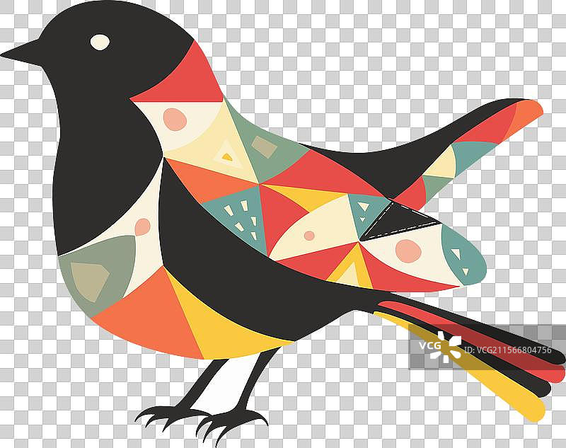 色彩斑斓的几何图案鸟图片素材