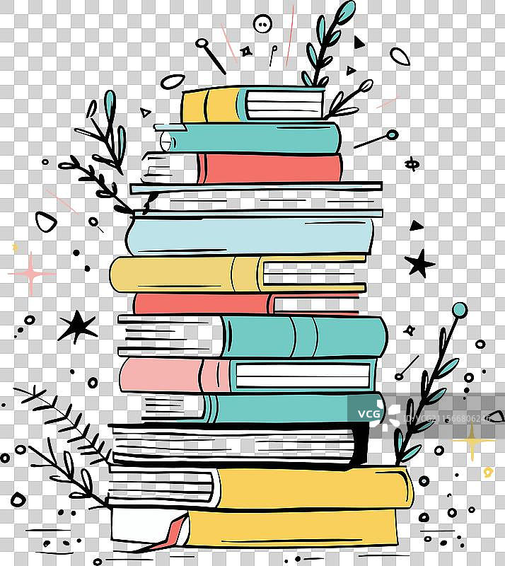 五颜六色的书堆图片素材