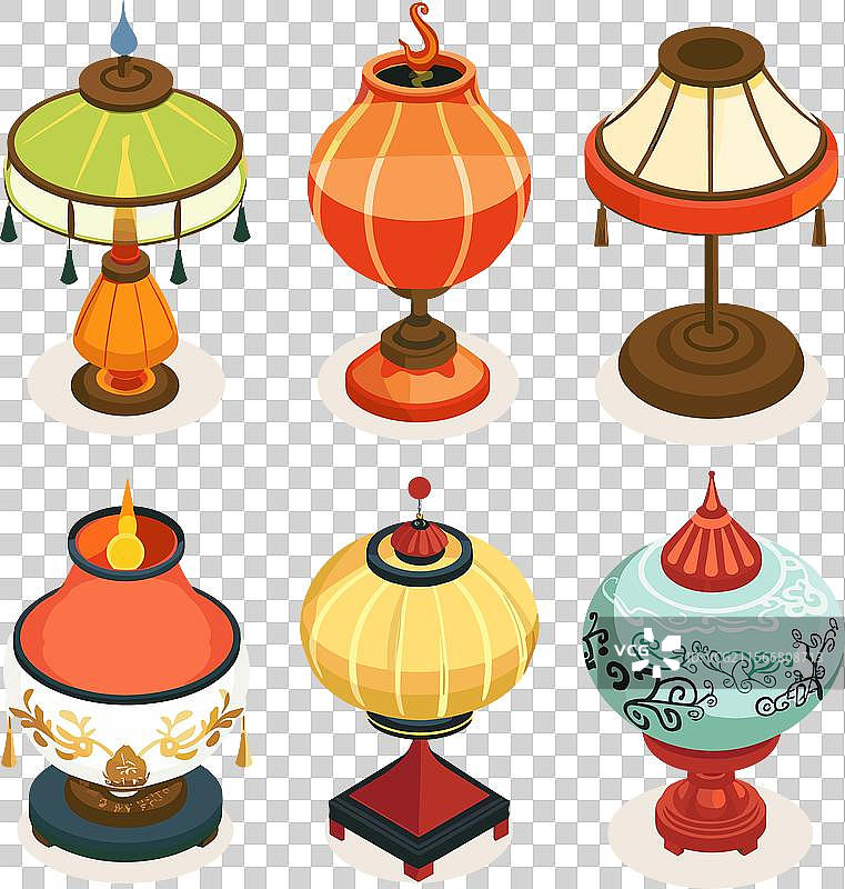 多彩风格化的台灯系列图片素材