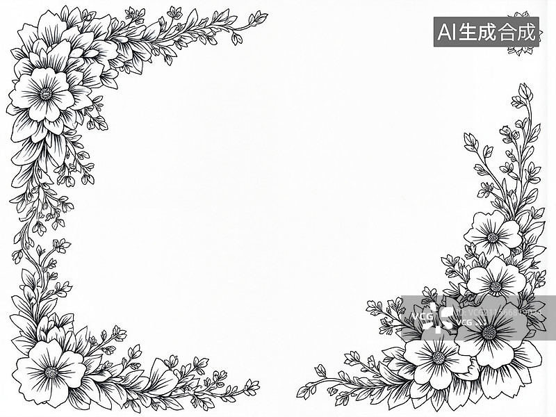 【AI数字艺术】花卉边框装饰图片素材