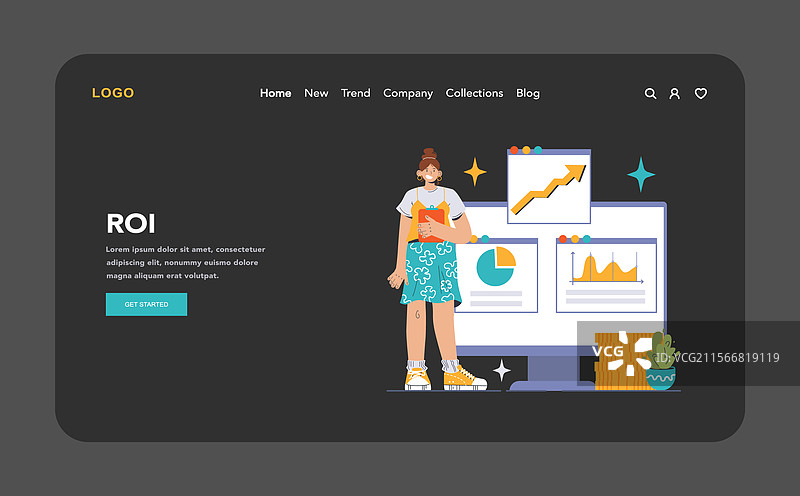 现代女性在黑暗或夜间模式下进行分析图片素材