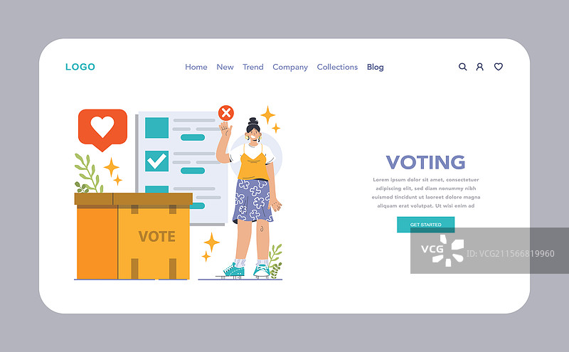 选举网站或着陆页民主程序图片素材