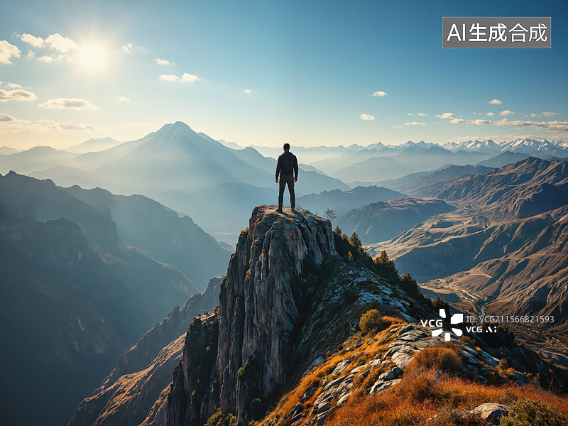 【AI数字艺术】山顶远眺图片素材