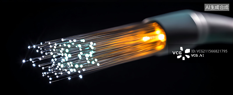 【AI数字艺术】5G物联网光纤数据流传输科技背景图片素材
