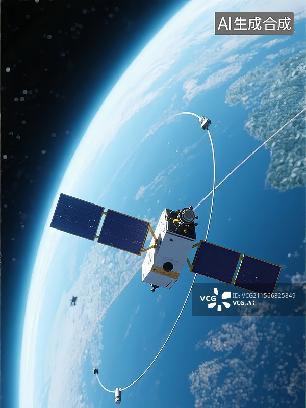 【AI数字艺术】地球轨道上的卫星图片素材