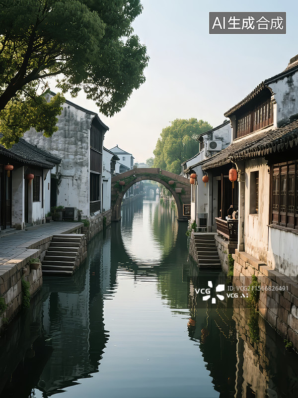 【AI数字艺术】江南水乡古镇风光图片素材
