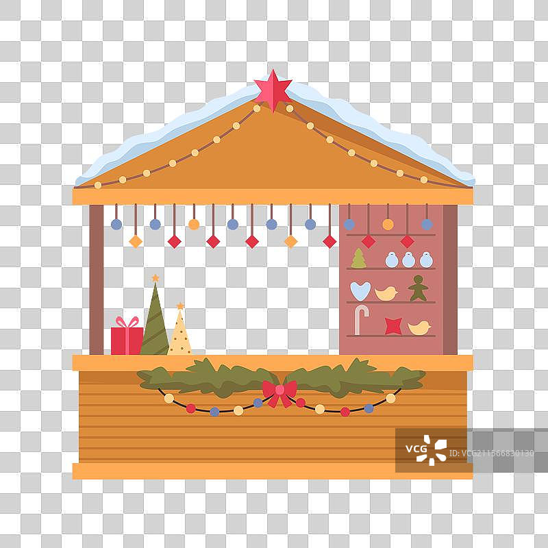 装饰有花环的圣诞市场摊位图片素材