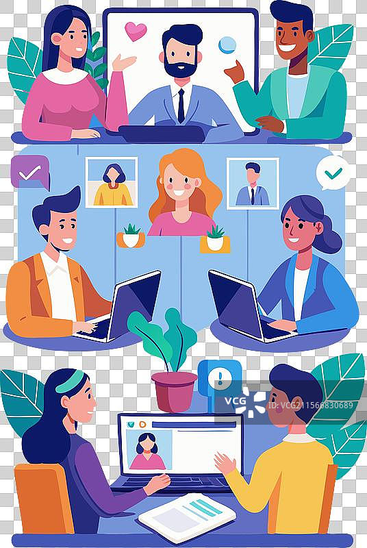 虚拟团队协作图片素材