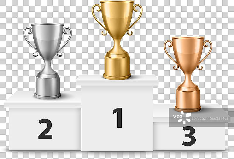 空白的金、银和铜冠军奖牌图片素材