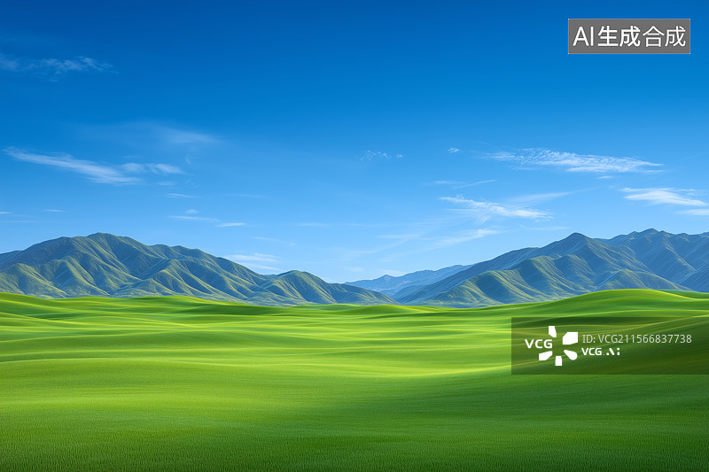 【AI数字艺术】绿色的草原风光图片素材