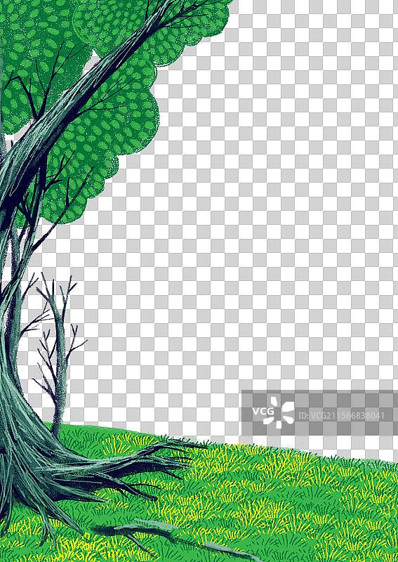 PNG元素 免抠图形  草地上的树图片素材