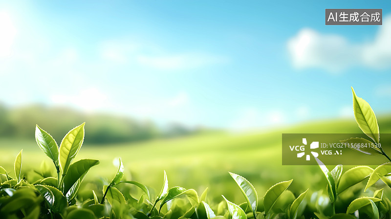 【AI数字艺术】茶园的清新绿茶图片素材