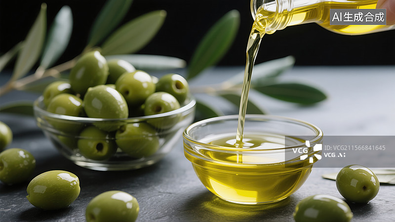 【AI数字艺术】橄榄果和橄榄油图片素材