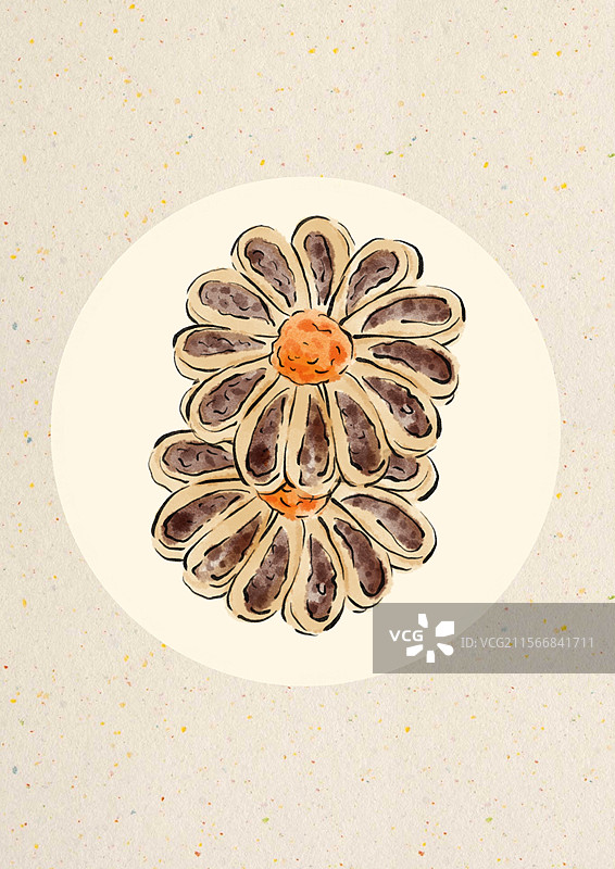 国潮风重阳节美食插画-菊花酥图片素材
