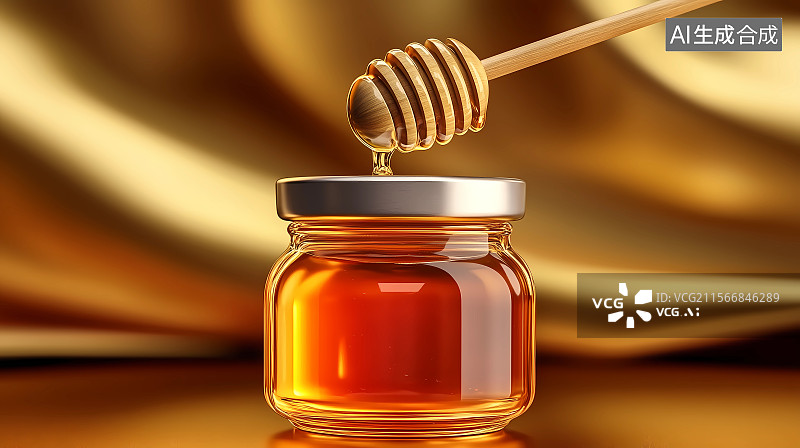 【AI数字艺术】金黄蜂蜜特写图片素材