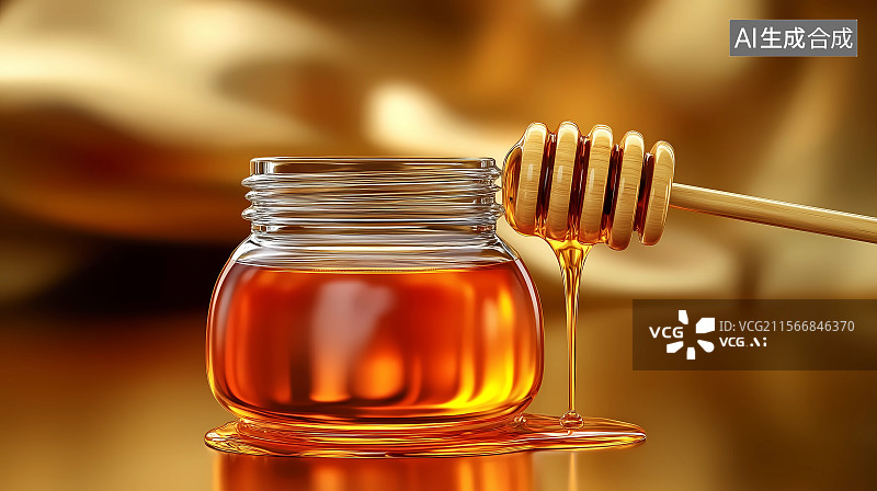 【AI数字艺术】金黄蜂蜜特写图片素材