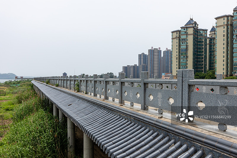 常德鼎城区江南城区水利工程防洪大堤景观图片素材