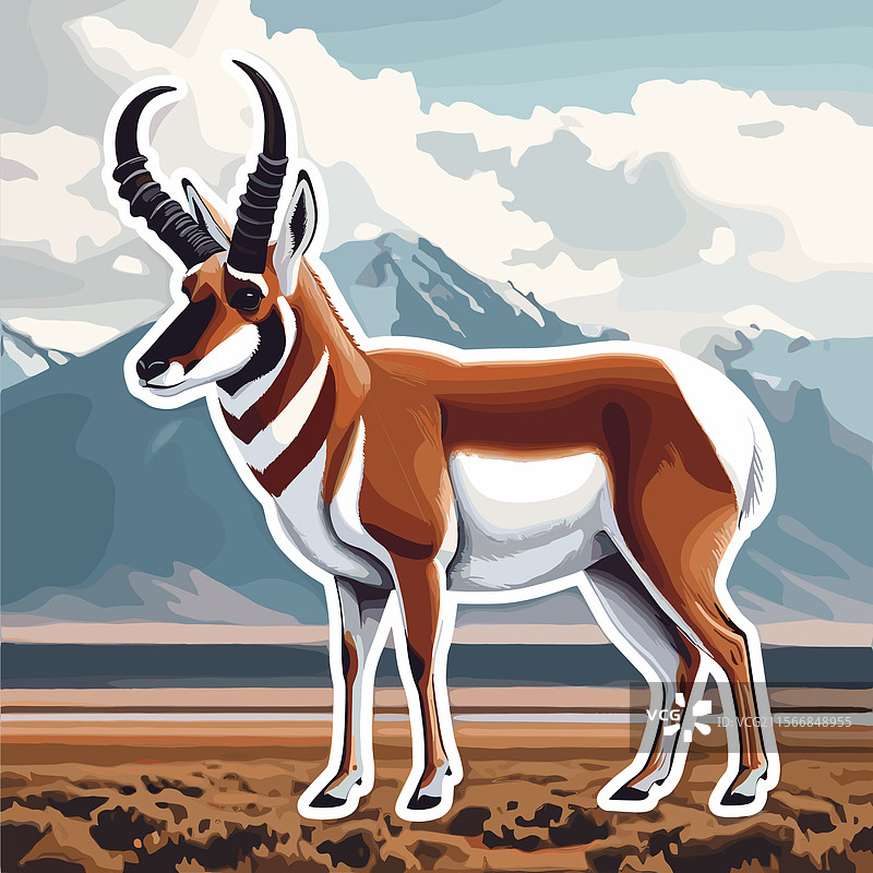 侧面行走的叉角羚的颜色图片素材