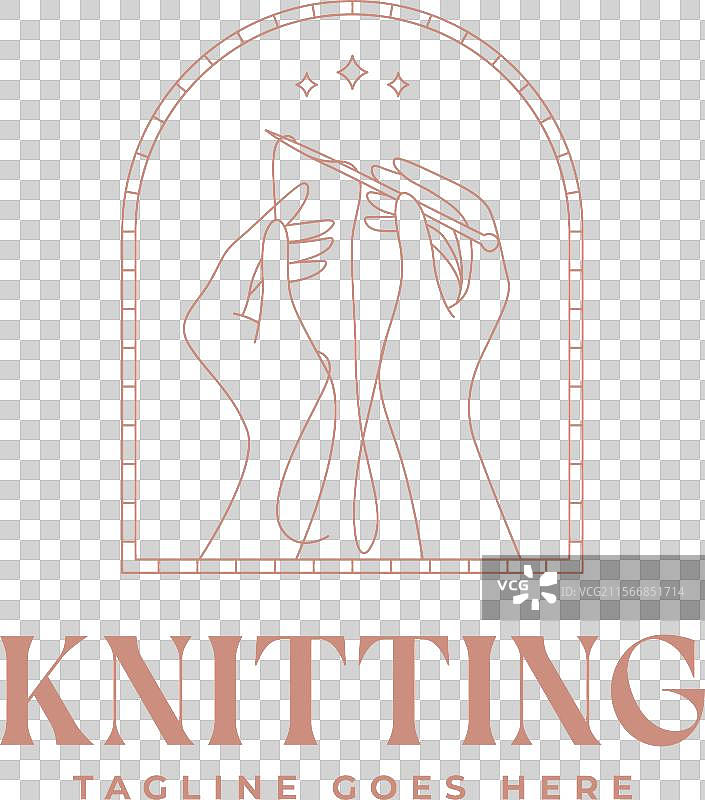 女性手用针织线编织的标志图片素材