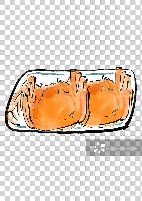 水墨风重阳节美食插画元素-螃蟹图片素材