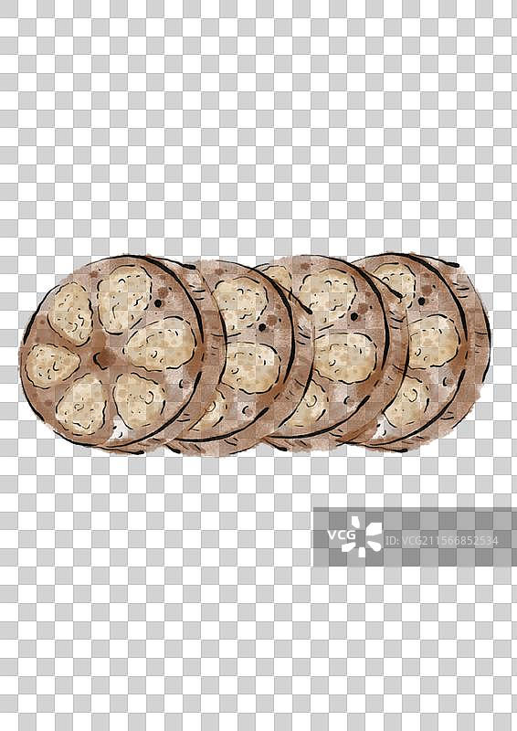 水墨风重阳节美食插画元素-糯米藕图片素材