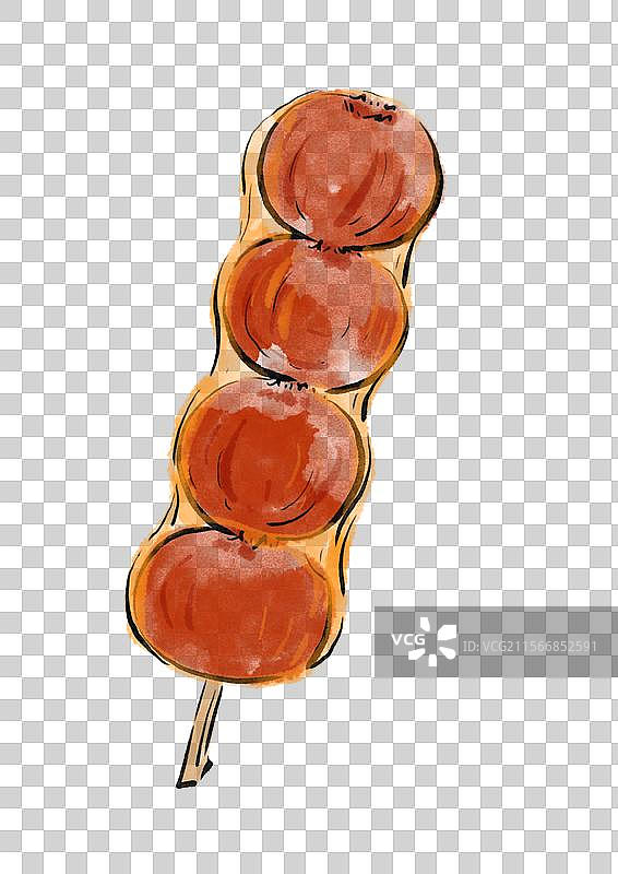 水墨风重阳节美食插画元素-冰糖葫芦图片素材