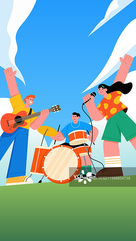 夏日音乐节矢量插画图片素材