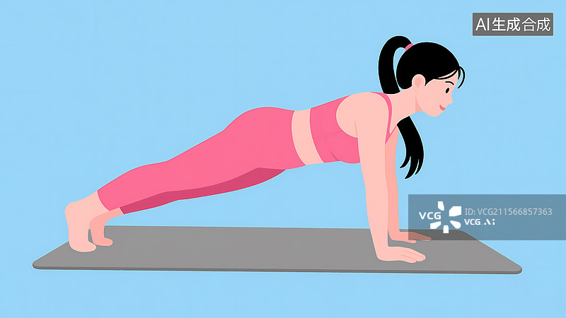【AI数字艺术】女子做平板支撑健身图片素材