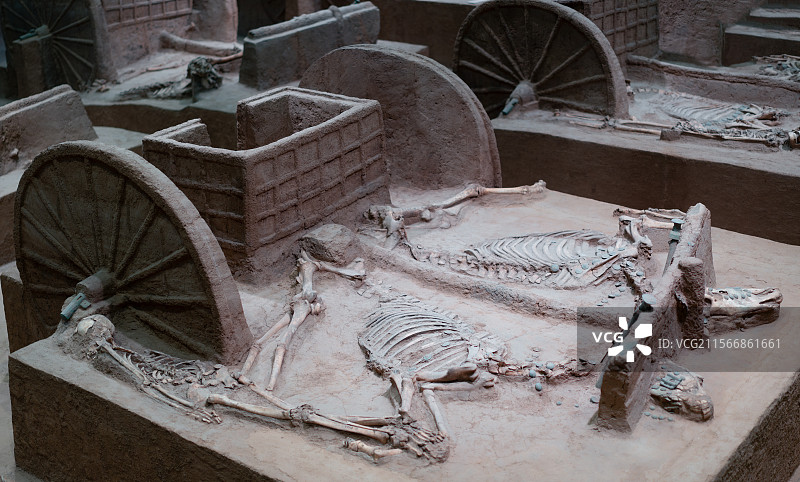 殷墟博物馆内的商代马车坑图片素材