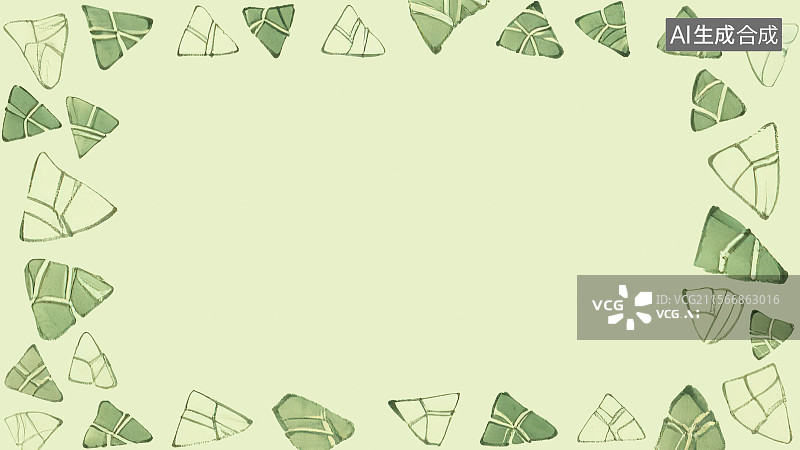 【AI数字艺术】复古中国风水墨画环绕背景，端午节传统节日美食粽子 新国风装饰画印花图案花边边框空白背景板广告包装设计图片素材