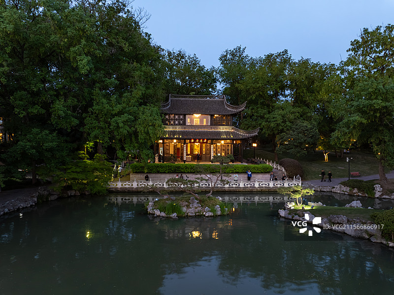 江苏扬州瘦西湖各景点航拍图片素材