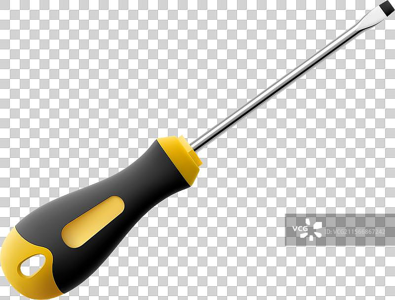 平头螺丝刀在透明背景上孤立展示图片素材