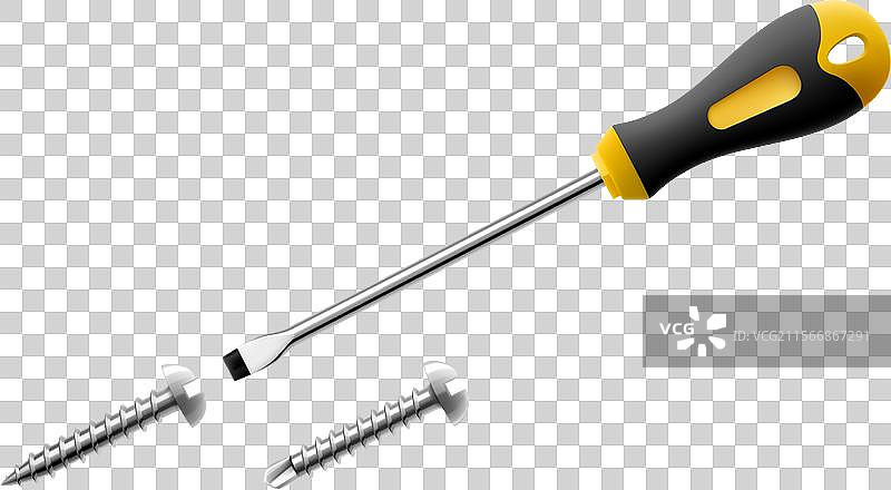 带螺丝的平头螺丝刀孤立在白色背景上图片素材