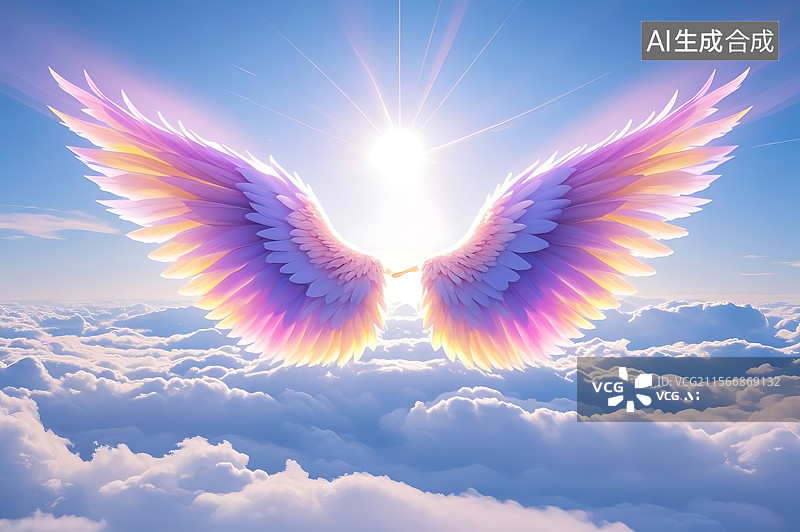 【AI数字艺术】梦幻天堂之翼图片素材
