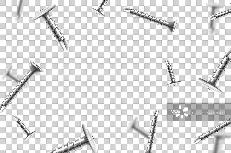飞行的金属螺丝和螺栓孤立在图片素材