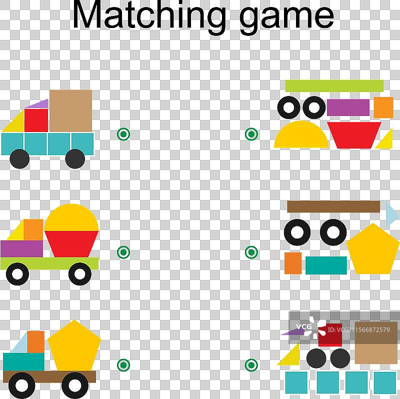 找到正确的卡通卡车并进行配对图片素材