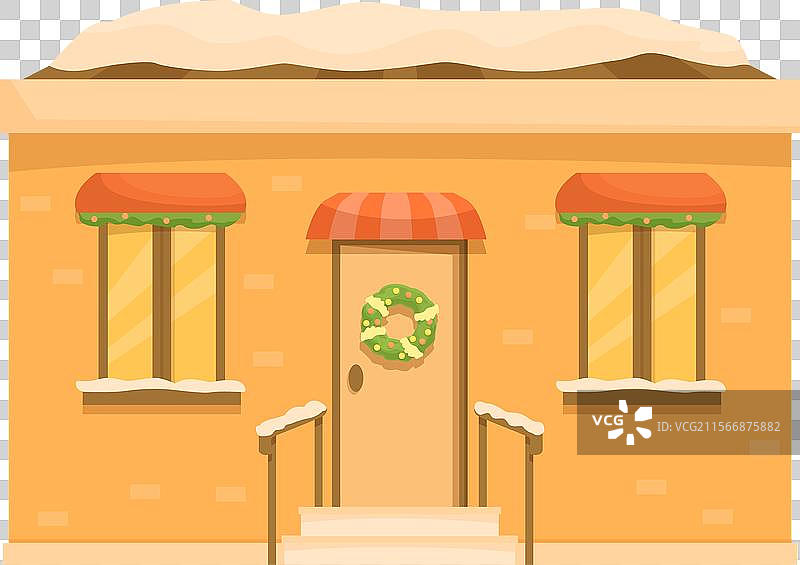 被雪覆盖的小橙色郊区房屋图片素材