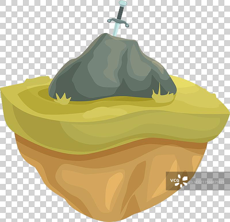 漂浮岛屿上卡在石头里的魔法剑图片素材