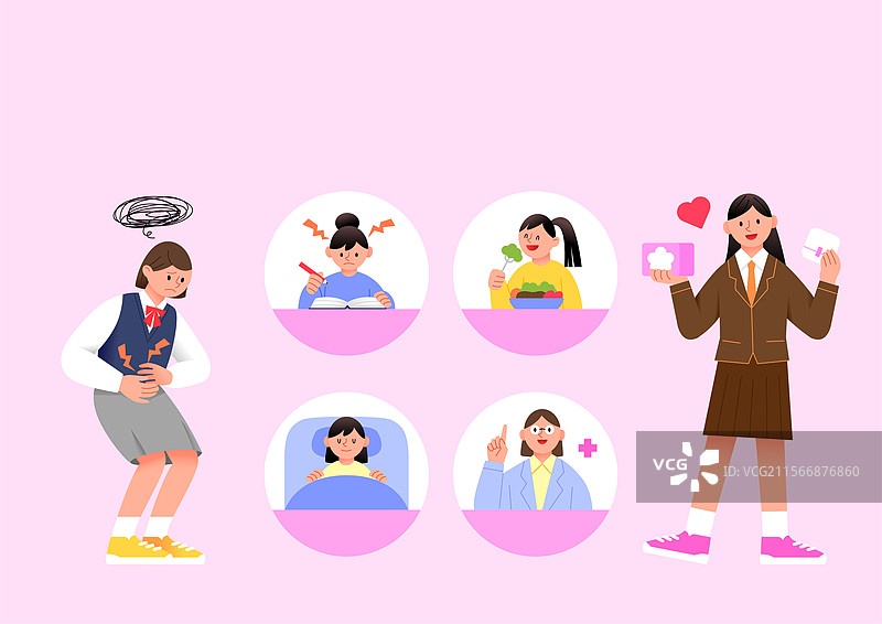 一名经历月经不规律的学生图片素材