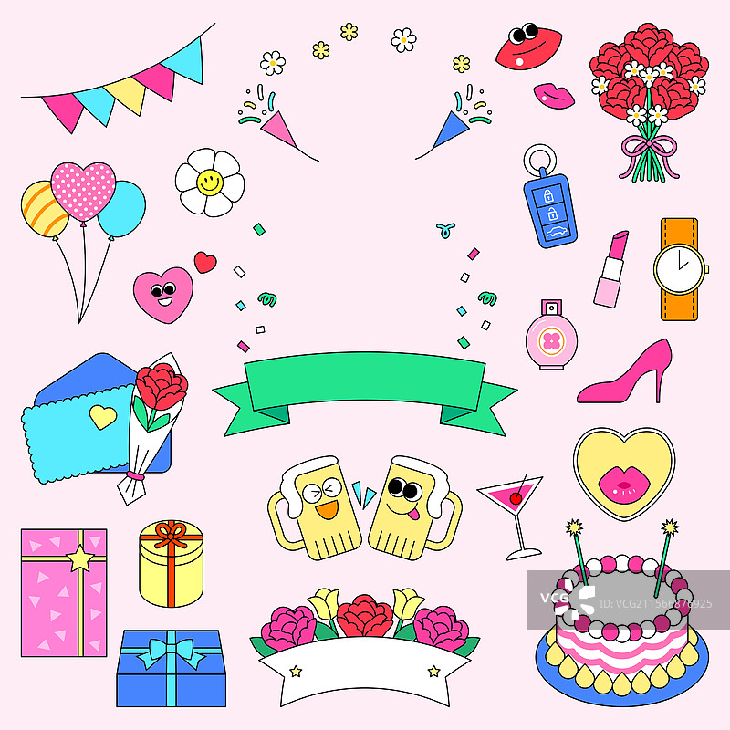 庆祝成人节的图标集合图片素材