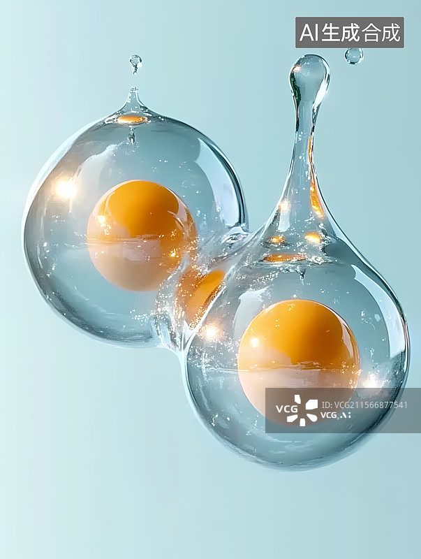 【AI数字艺术】水滴包裹蛋黄的画面图片素材