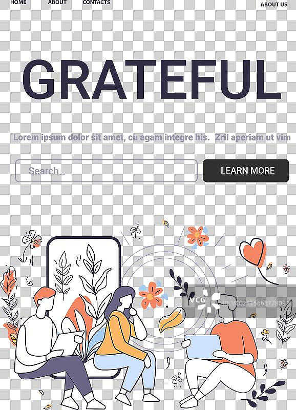 感恩的心理健康概念，人们坐着图片素材