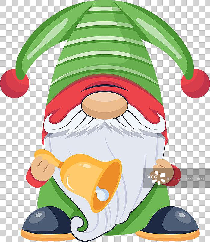 假日侏儒敲响铃铛的扁平风格图标图片素材