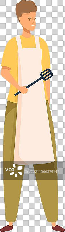年轻男厨师手持铲子厨房用具图片素材
