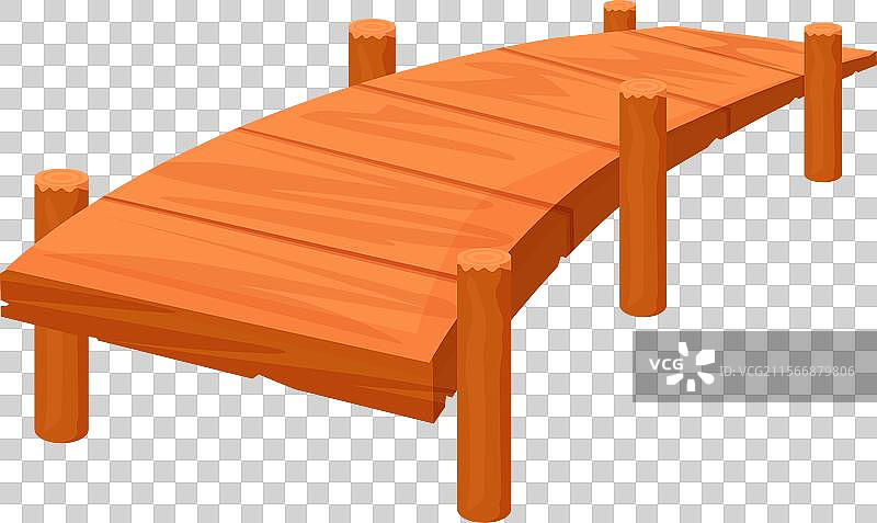 弯曲的木栈道矗立在白色背景上图片素材