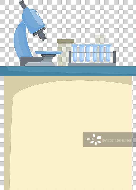 实验室桌子上放着显微镜和试管图片素材