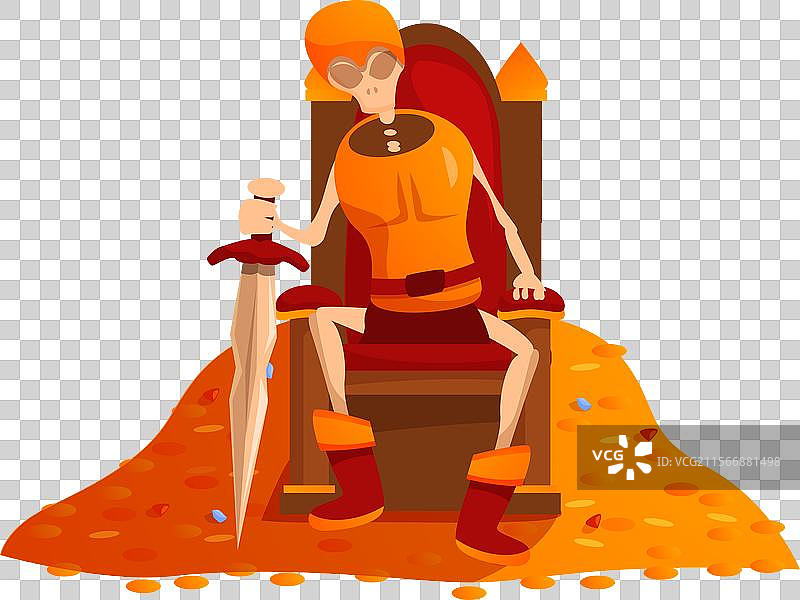 坐在王座上的骷髅王手持剑图片素材