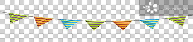 五颜六色的三角旗挂在绳子上图片素材